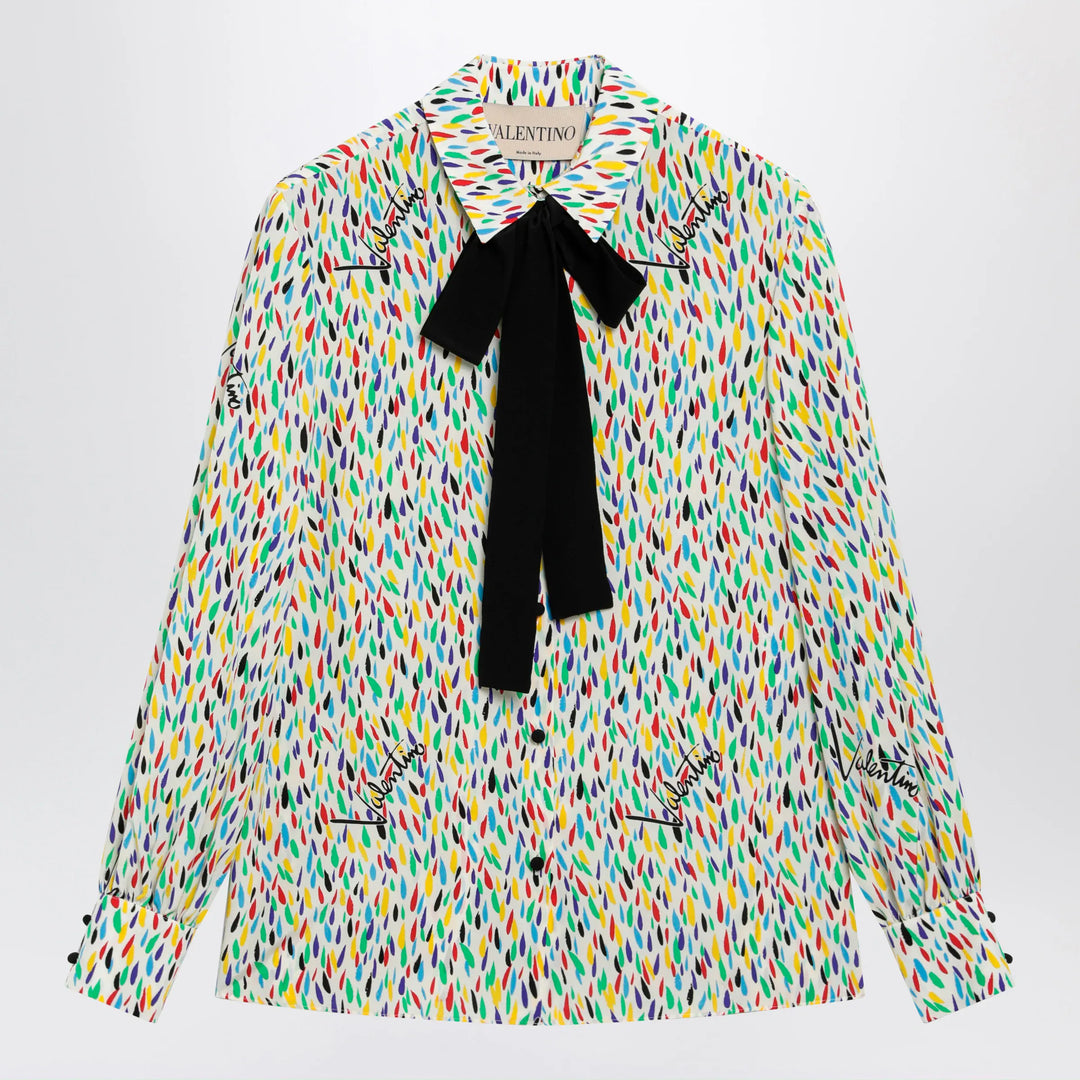Valentino - Multicolored silk blouse with lavallière Brand Shirts &amp; Tops 38  IT