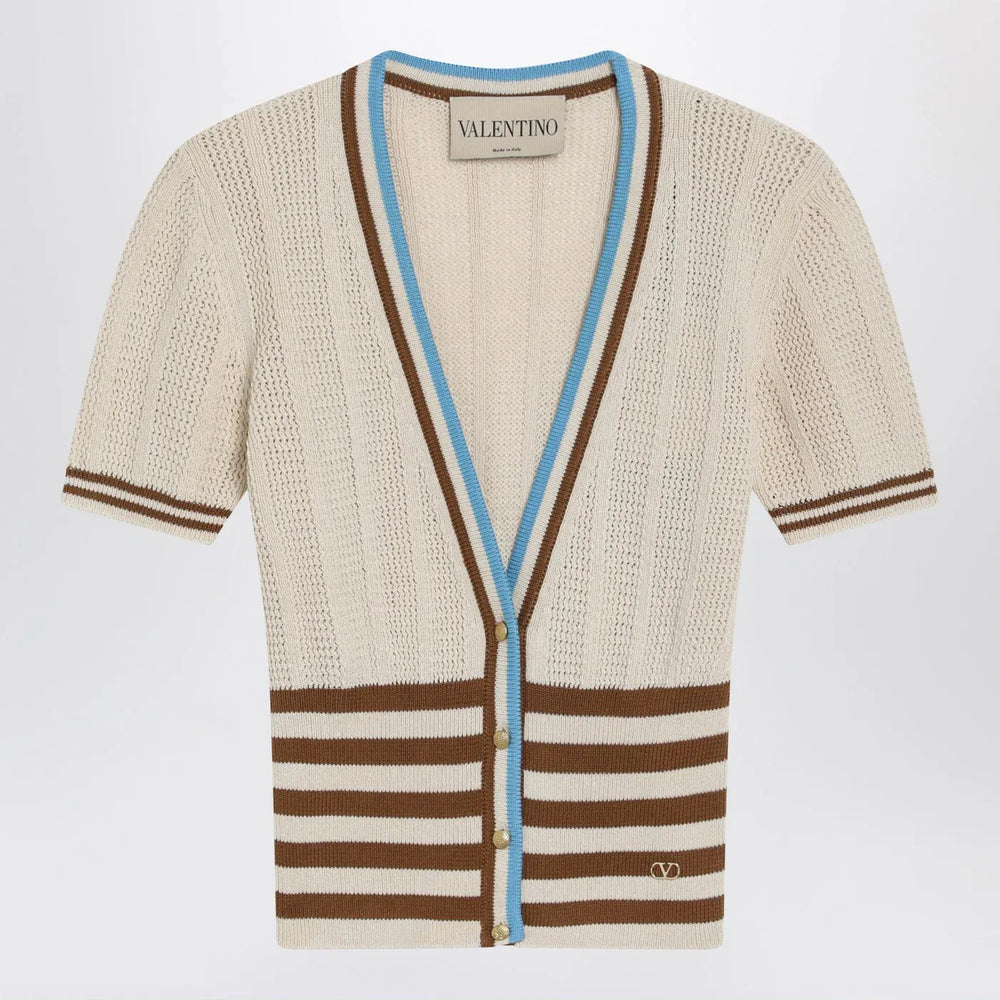 Valentino - Openwork striped cotton cardigan Brand Shirts & Tops M
