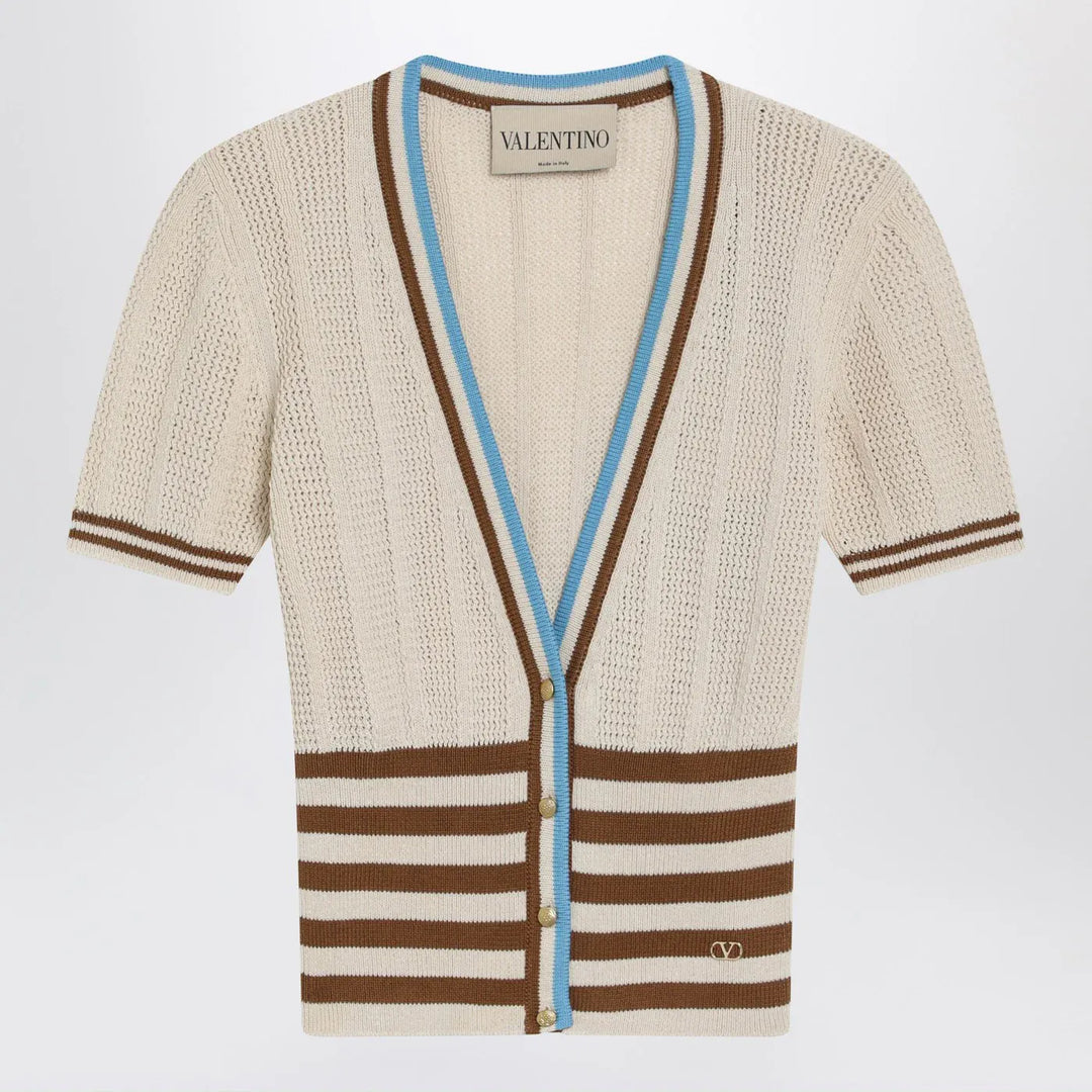 Valentino - Openwork striped cotton cardigan Brand Shirts &amp; Tops M