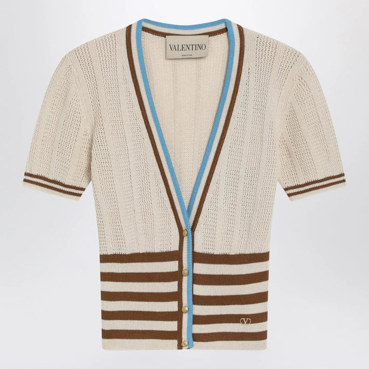 Valentino - Openwork striped cotton cardigan Brand Shirts &amp; Tops M