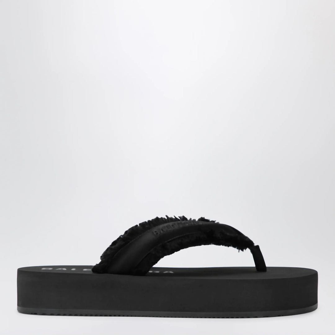 Balenciaga - Jet Lag thong sandals in black satin Brand Shoes 39 IT