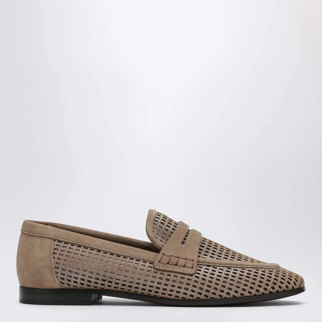 Brunello Cucinelli - Brown loafers in Sparkling Net leather Brand Shoes 38 IT