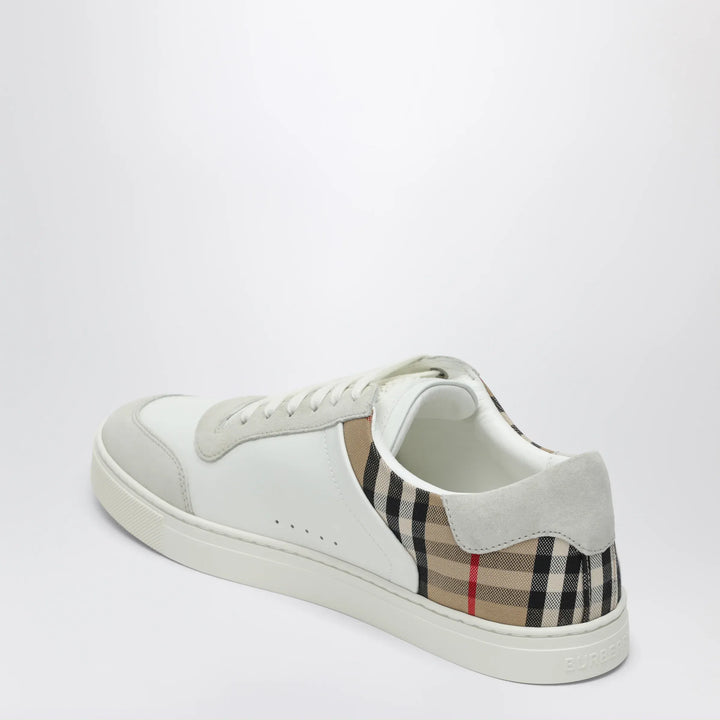 Burberry - White and Check leather sneakers Brand Shoes