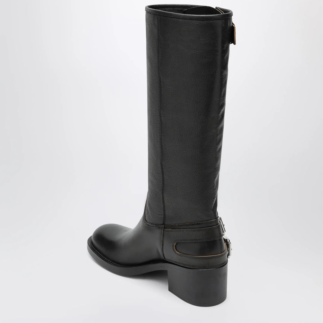 Chloé - Dakota knee-high biker boots in black leather Brand Shoes