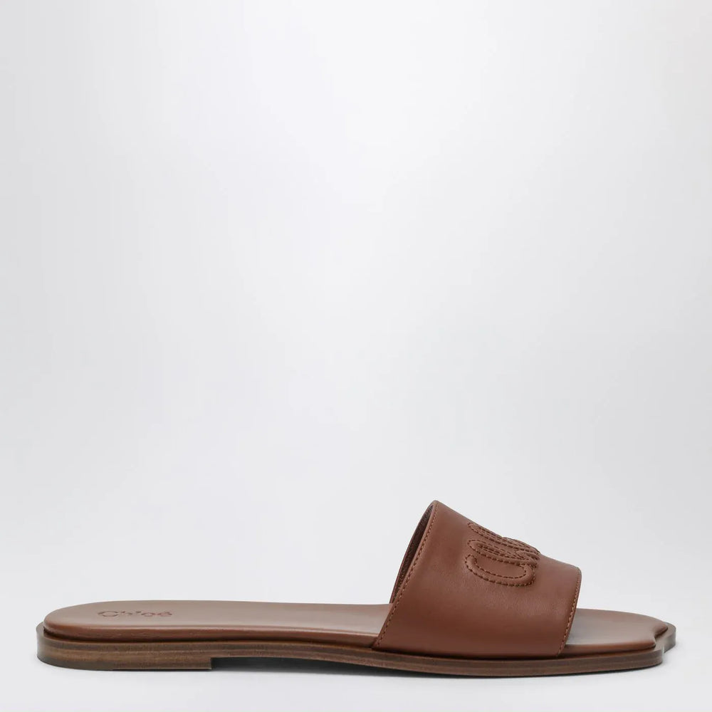 Chloé - Soleil mules in Ginger Brown leather Brand Shoes 36 IT