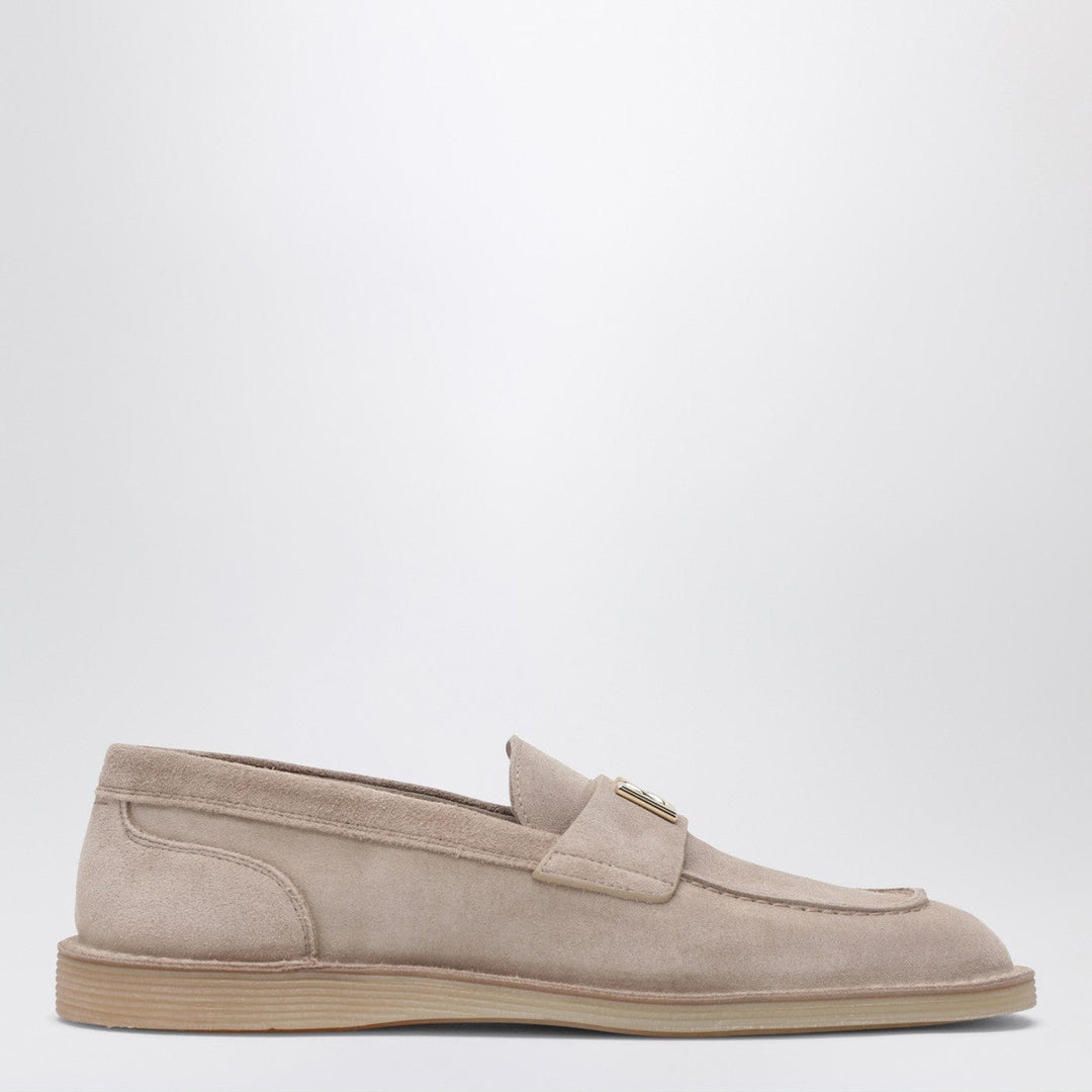 Shoes Dolce&Gabbana - Desert-colored suede loafers with DG logo Brand