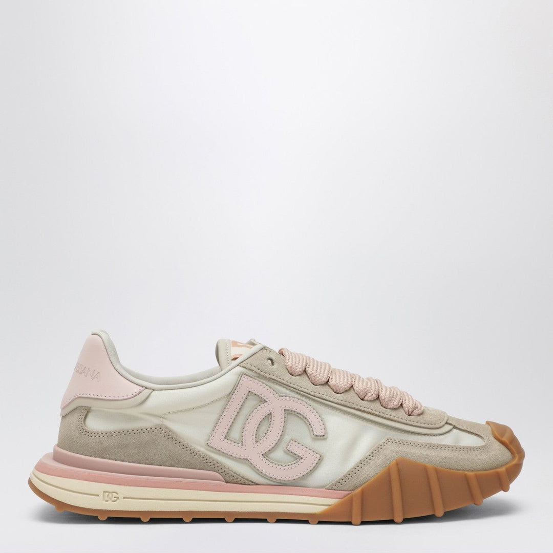 Shoes Dolce&Gabbana - DG Athletic sneakers in ivory and pink fabric and leather Brand