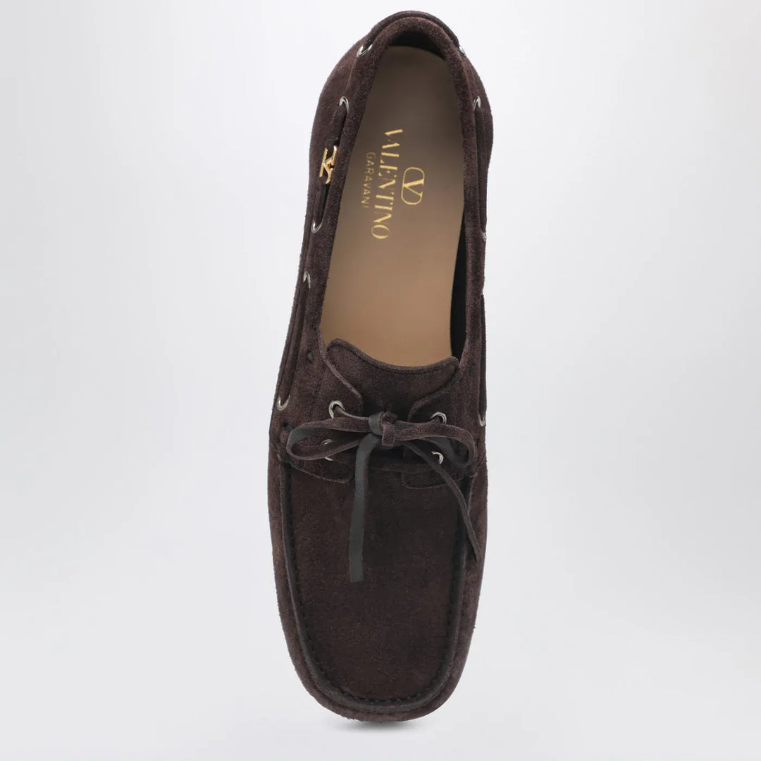 Valentino Garavani - Brown suede lace-up loafers Brand Shoes