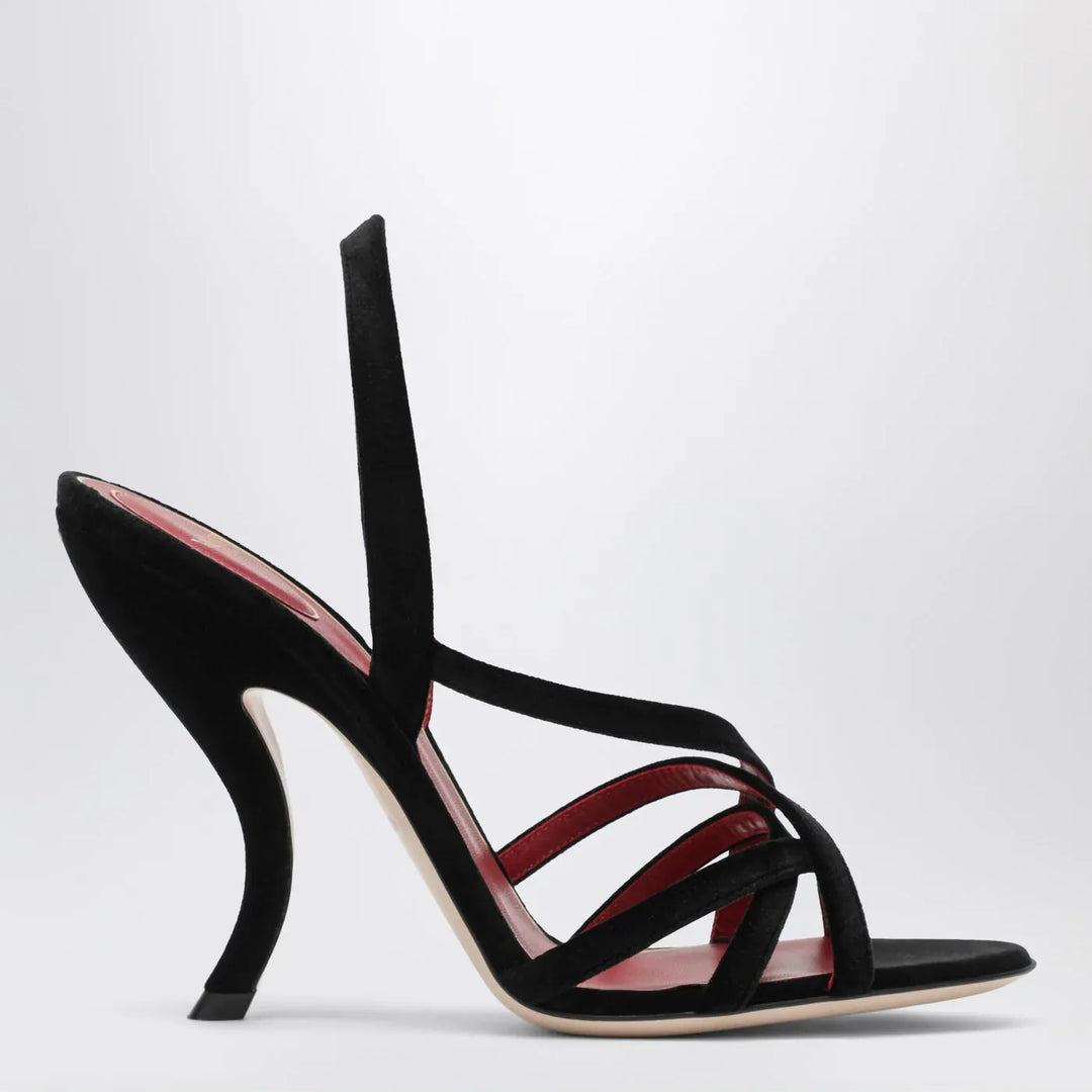 Valentino Garavani - Fetishique black velvet sandal Brand Shoes 36 IT