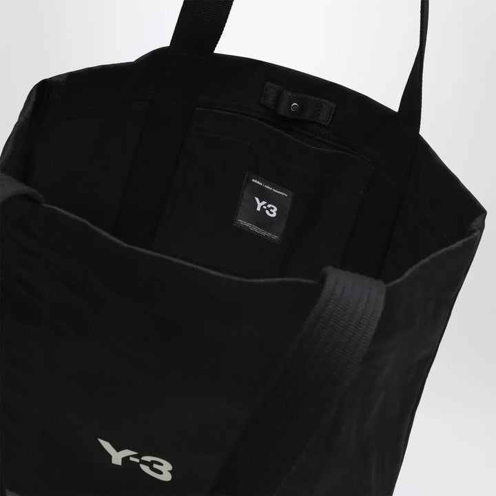 adidas Y-3 - Black canvas bag with logo print Brand Shopper Bag TU