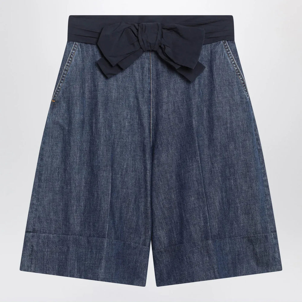Valentino - Denim bermuda shorts with oversized bow Brand Shorts 40  IT
