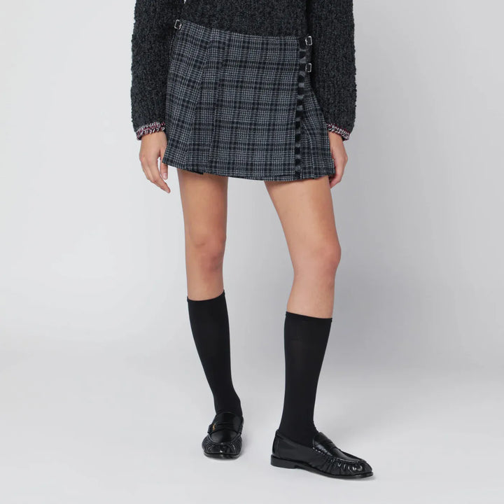 Durazzi Milano - Black/white check kilt mini skirt Brand Skirts 42  IT