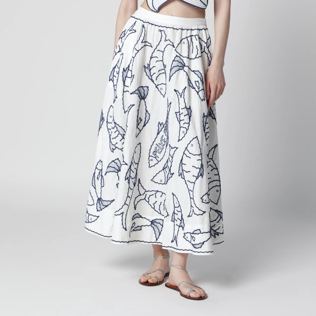 FARM Rio - Midi skirt with marine embroidery Brand Skirts XS