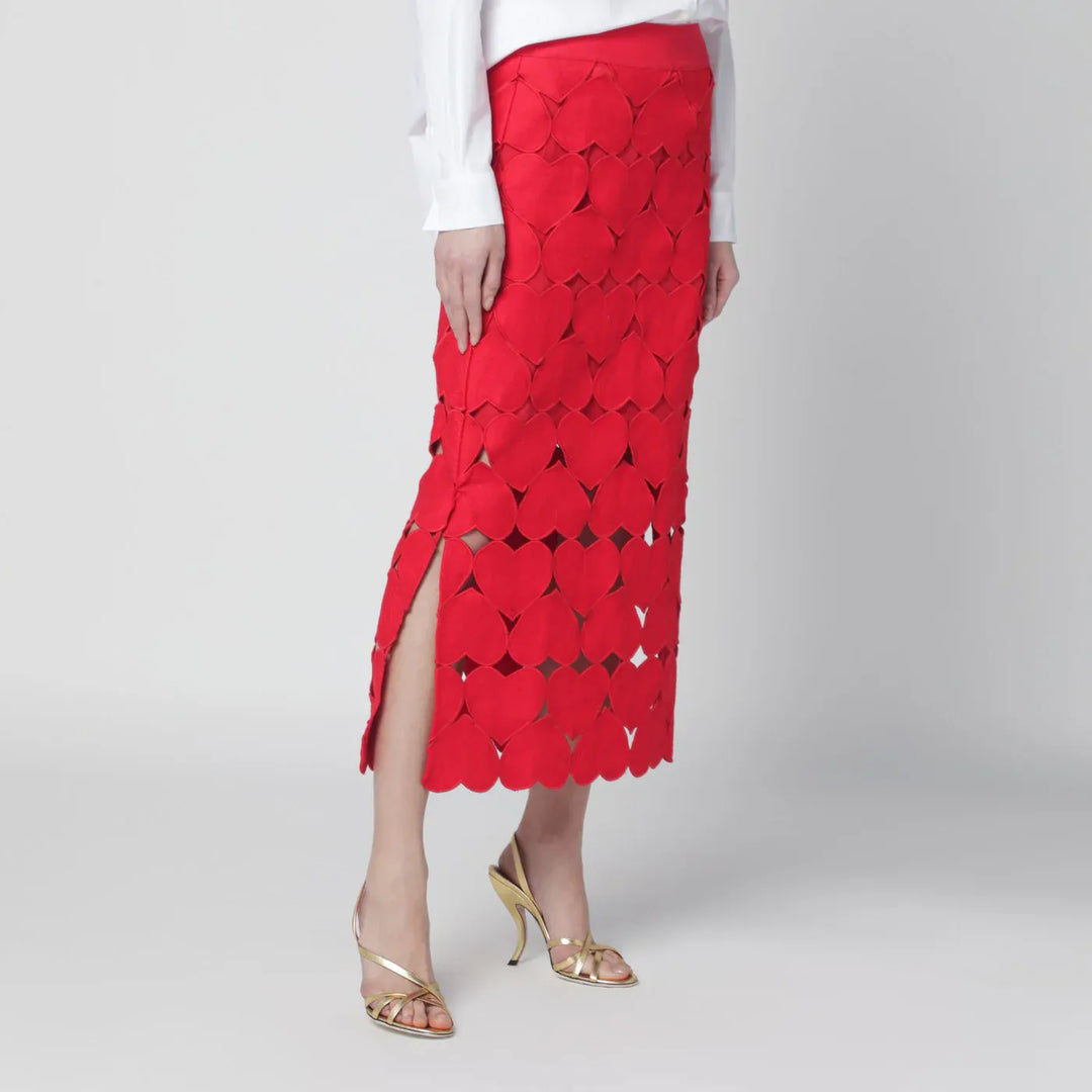 FARM Rio - Red linen Hearts skirt Brand Skirts