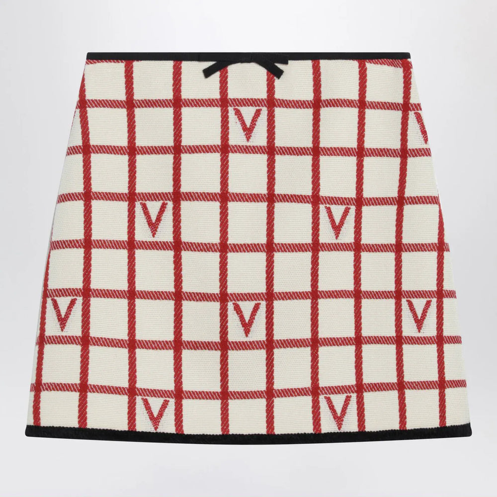 Valentino - Ivory skirt with Check Vlogo pattern Brand Skirts 40  IT