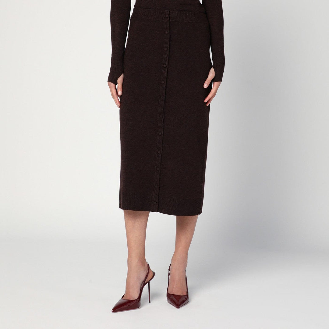 Skirts L Victoria Beckham - Brown midi skirt in wool blend Brand