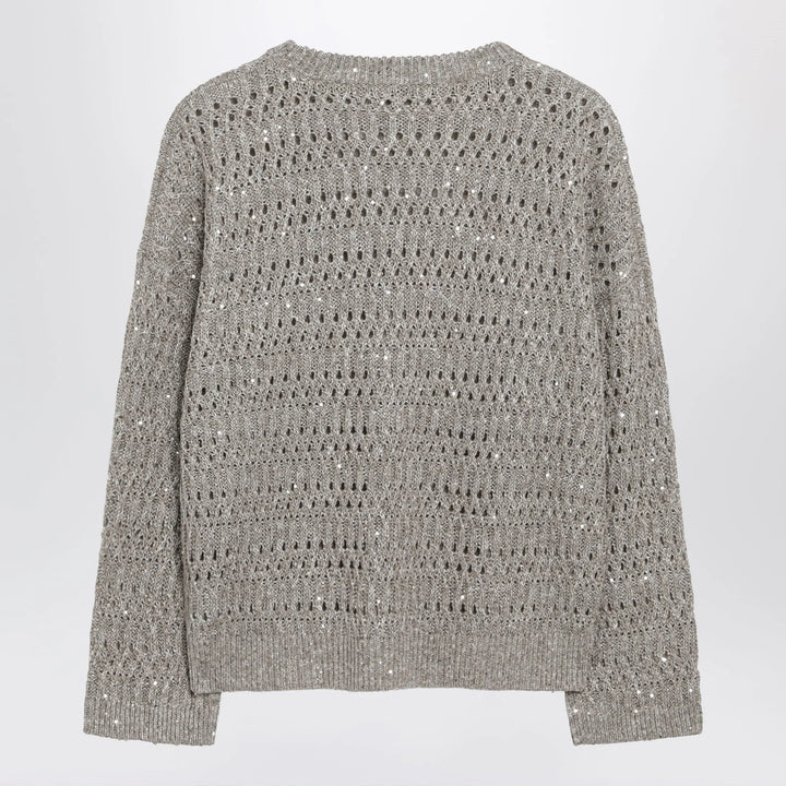 Brunello Cucinelli - Crochet crewneck sweater with sequins Brand Sweater