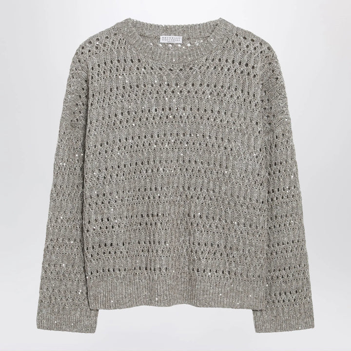 Brunello Cucinelli - Crochet crewneck sweater with sequins Brand Sweater S