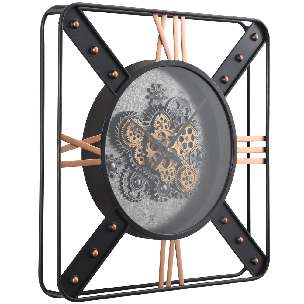 Chilli Wall Clock Anonymous Square Moving Cogs Wall Clock - Black w/Gold Anonymous Square Moving Cogs Wall Clock - Black w/Gold  Brand