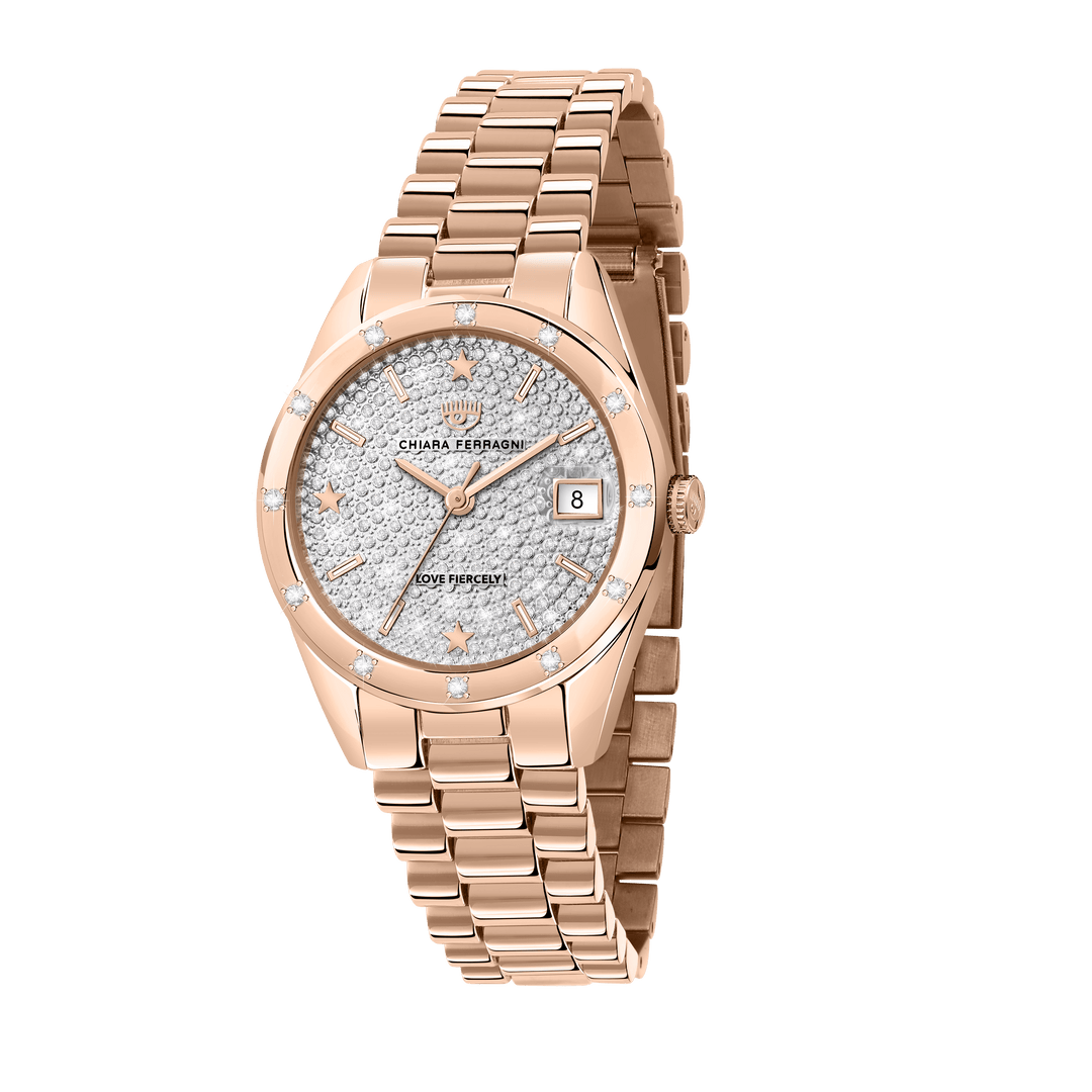 Chiara Ferragni Watch Chiara Ferragni Everyday Rose Gold Glitter Watch Brand