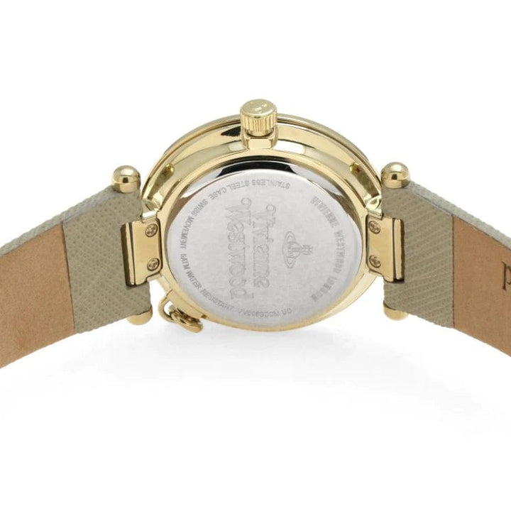 Vivienne Westwood Watch Vivienne Westwood Orb Pop Watch Cream Gold With Leather Strap Westwood Design Watches For Women Orb Pop Cream Gold Leather Brand