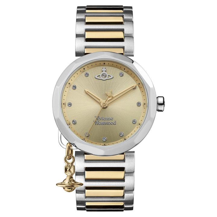 Vivienne Westwood Watch Vivienne Westwood Poplar Watch Two Tone Gold With Charm Women's Designer I Vivienne Westwood I Poplar Two Tone Gold With Charm Brand