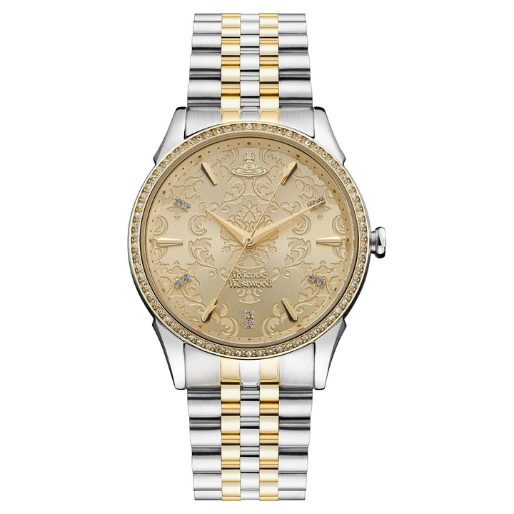 Vivienne Westwood Watch Vivienne Westwood The Wallace Watch Gold & Silver Dial With Swarovski Vivienne Westwood Designer I Watches For Women I Wallace Gold with Swarovski Brand