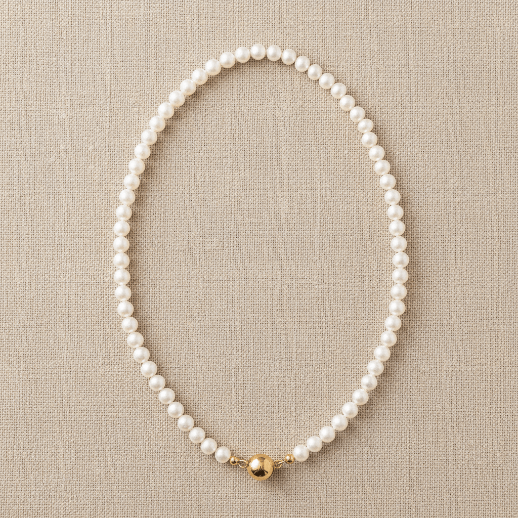 Ikecho Gold Round Freshwater Pearl Strands Brand Opal Necklaces