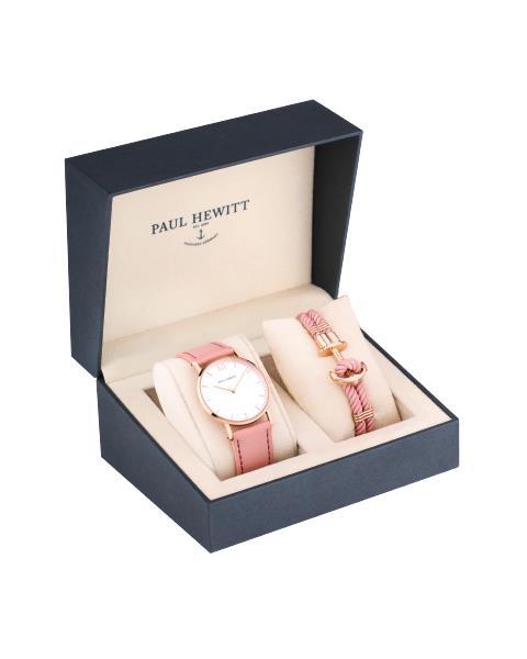 Paul Hewitt Perfect Match Gift Set Sailor White Sand Watch and Pink Phrep Medium