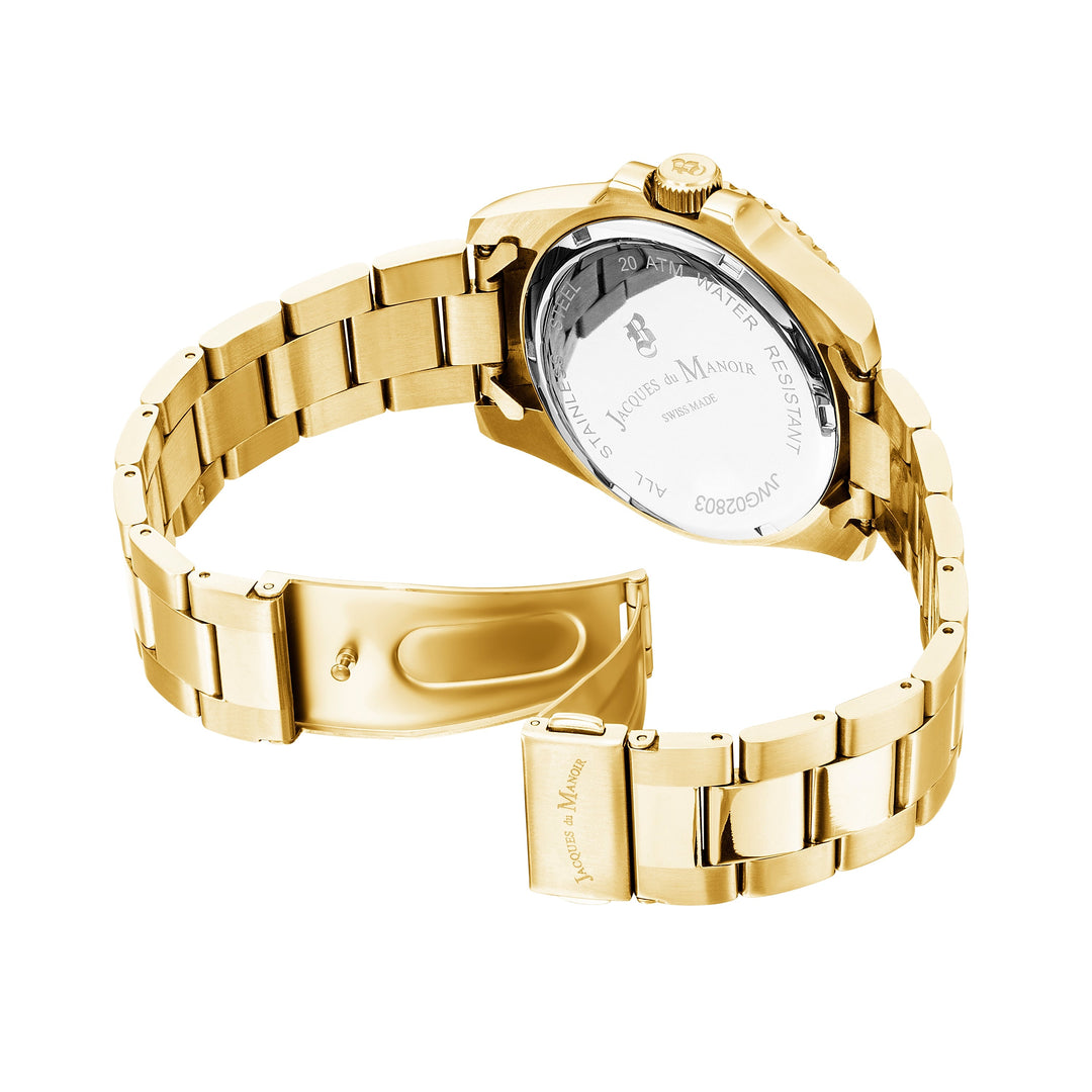 Jacques du Manoir Swiss-Made Pro Scuba 43mm Gold Diver's Watch
